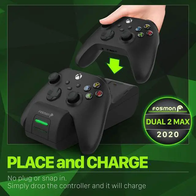 Alt view image 2 of 6 - Fosmon Dual 2 MAX Charger with 2x 2200mAh Rechargeable Battery Pack Compatible with Xbox Series X/S(2020), Xbox One/One X/One S Elite Controllers, High Speed Charging Docking Station Kit - Black