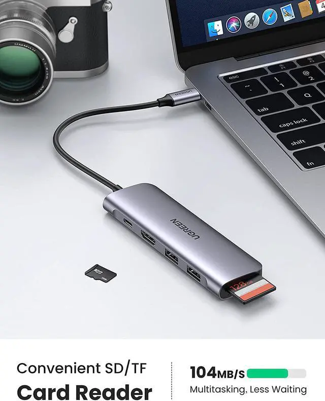 Alt view image 5 of 7 - UGREEN USB C Hub 6 in 1 Type C to HDMI 4K, 2 USB 3.0 Ports, SD TF Card Reader, 100W PD Charging Adapter Dock Station for MacBook Pro Air 2019 2018, Galaxy Note 10 S10 S9 S8, Surface Go