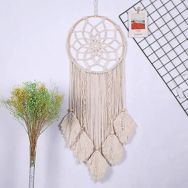 Alt view image 5 of 7 - Macrame Dream Catcher Woven Feather Large Wall Hanging Handmade Dreamcatcher Boho Tassels Decoration Home Decor Ornament Craft Gift, 36 x 13 inches