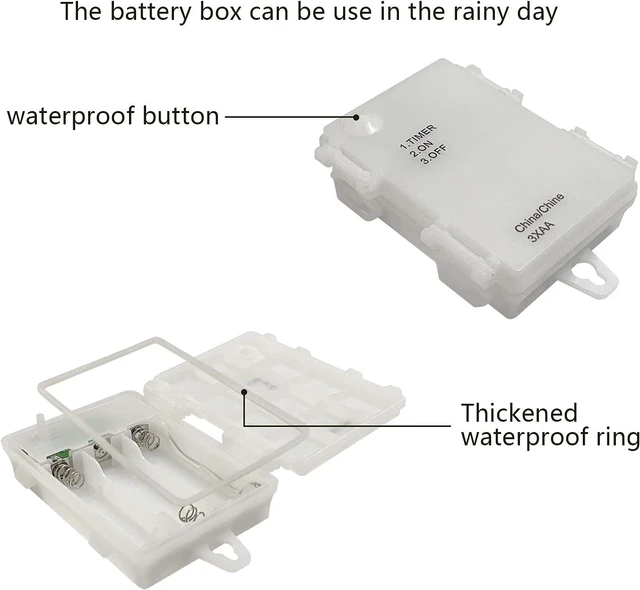 Alt view image 6 of 7 - 4 Pack Battery Operated Dewdrop Led Lights,Indoor Mini Fairy Lights with Timer Function,6 Hours on/18 Hours Off ,30 Count LEDs,10 Feet (Cold White with Waterproof Battery Box)