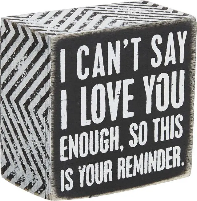 Main image of Primitives by Kathy 23238 Chevron Trimmed Box Sign, 3 x 3-Inches, I Love You