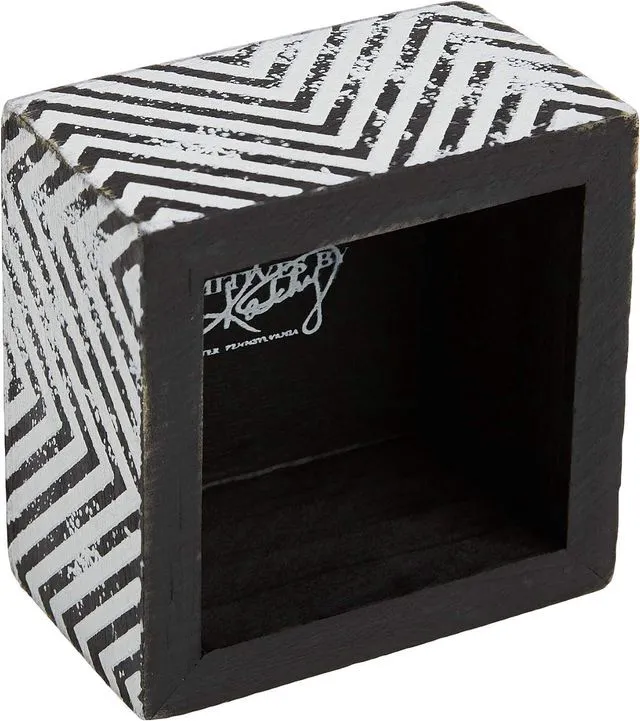 Alt view image 4 of 5 - Primitives by Kathy 23238 Chevron Trimmed Box Sign, 3 x 3-Inches, I Love You