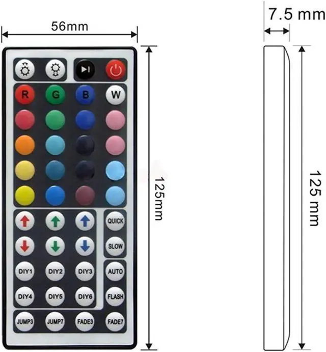 Alt view image 2 of 7 - VIPMOON 44 Keys Wireless IR Remote Controller with Receiver for RGB 3528 5050 LED Light Strip - Dual Outputs
