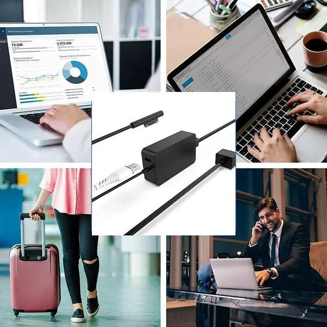 Alt view image 6 of 7 - 65W for Surface Pro Charger Laptop Charger 15V 4.0A Power Supply Adapter Compatible with Surface Pro 3/4/5/6/7 for Microsoft Surface Book Laptop/Tablet Works with 65W&44W&36W&24 by Uflatek
