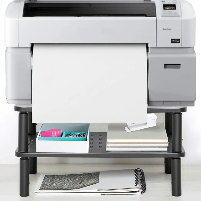 Alt view image 5 of 7 - 2 Pack Premium Laptop PC Monitor Stand with Sturdy, Stable Black Metal Construction. Fashionable Riser Height Adjustable with Non-Skid Rubber. Perfect for Computer Monitor iMac Stand or Computer Shelf