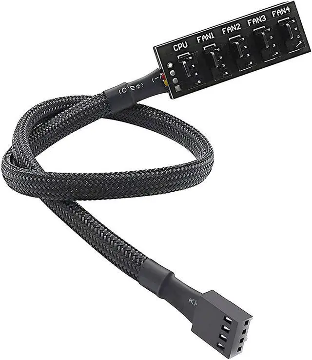 Main image of PWM Fan Hub , PC CPU Cooling 4 PIN/3PIN Power Cable Hub Splitter Adapter Sleeved Case for 12V Desktop Computer Cooler Fans 1 to 5 Way (15.7 Inch)