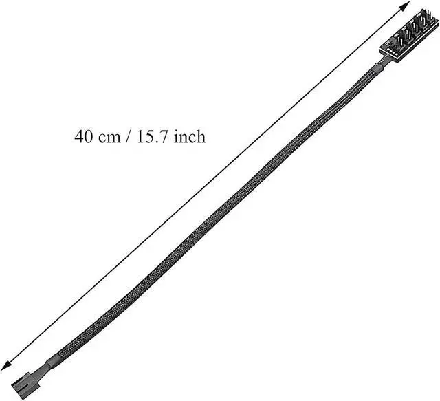 Alt view image 2 of 7 - PWM Fan Hub , PC CPU Cooling 4 PIN/3PIN Power Cable Hub Splitter Adapter Sleeved Case for 12V Desktop Computer Cooler Fans 1 to 5 Way (15.7 Inch)