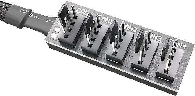 Alt view image 3 of 7 - PWM Fan Hub , PC CPU Cooling 4 PIN/3PIN Power Cable Hub Splitter Adapter Sleeved Case for 12V Desktop Computer Cooler Fans 1 to 5 Way (15.7 Inch)