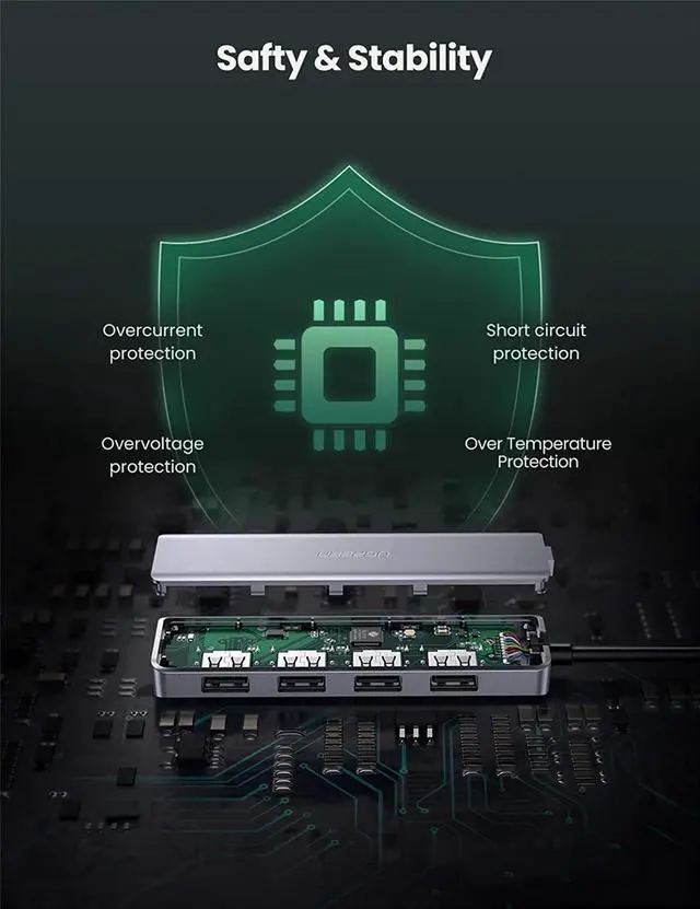 Alt view image 7 of 7 - UGREEN USB 3.0 Hub 4 Port USB Extender Compatible for MacBook Mac Pro Mini iMac Surface Pro XPS IdeaPad MateBook X Pro Notebook PC USB Flash Drives Mobile HDD