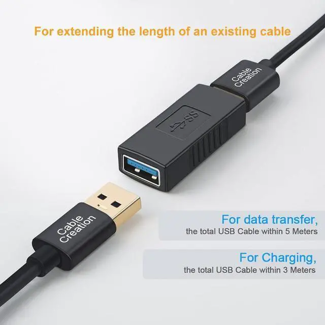 Alt view image 5 of 7 - USB 3.0 Coupler, CableCreation 2 Pack USB 3.0 Type A Female to Female Extension Adapter, USB to USB Adapter, Black