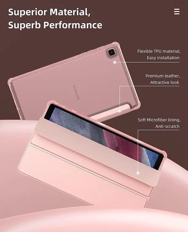 Alt view image 4 of 7 - Case Fits  Galaxy Tab A7 Lite 8.7 2021 (SM-T225/T220/T227) Slim Lightweight Smart Case Trifold Stand Case with Soft TPU Translucent Frosted Back Shell for Galaxy Tab A7 Lite Rose Gold