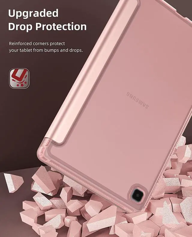 Alt view image 5 of 7 - Case Fits  Galaxy Tab A7 Lite 8.7 2021 (SM-T225/T220/T227) Slim Lightweight Smart Case Trifold Stand Case with Soft TPU Translucent Frosted Back Shell for Galaxy Tab A7 Lite Rose Gold
