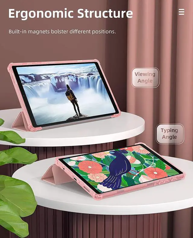 Alt view image 6 of 7 - Case Fits  Galaxy Tab A7 Lite 8.7 2021 (SM-T225/T220/T227) Slim Lightweight Smart Case Trifold Stand Case with Soft TPU Translucent Frosted Back Shell for Galaxy Tab A7 Lite Rose Gold