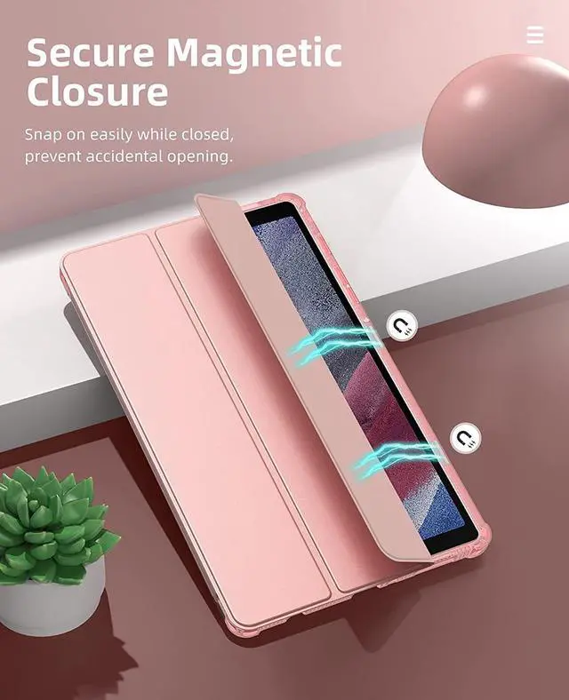 Alt view image 7 of 7 - Case Fits  Galaxy Tab A7 Lite 8.7 2021 (SM-T225/T220/T227) Slim Lightweight Smart Case Trifold Stand Case with Soft TPU Translucent Frosted Back Shell for Galaxy Tab A7 Lite Rose Gold