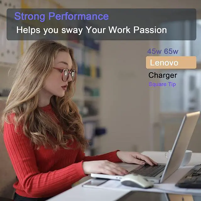 Alt view image 4 of 7 - 65W 45w Charger for Lenovo Square Connector for Thinkpad T440 G50 T460 T470 T450, X1 Carbon, Flex 3 ADLX45NDC2A PA-1650-72 Laptop-Power Supply Cord by Uflatek (Not USB-C!)