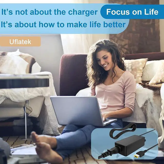 Alt view image 5 of 7 - 65W 45w Charger for Lenovo Square Connector for Thinkpad T440 G50 T460 T470 T450, X1 Carbon, Flex 3 ADLX45NDC2A PA-1650-72 Laptop-Power Supply Cord by Uflatek (Not USB-C!)