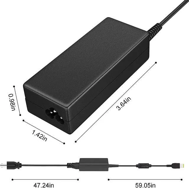 Alt view image 7 of 7 - 65W 45w Charger for Lenovo Square Connector for Thinkpad T440 G50 T460 T470 T450, X1 Carbon, Flex 3 ADLX45NDC2A PA-1650-72 Laptop-Power Supply Cord by Uflatek (Not USB-C!)