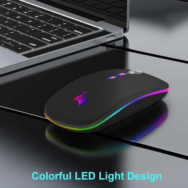 LEYF Mouse Wireless Ricaricabile Con Bluetooth 5.2 E 7 Luci LED – Silenzioso, Ergonomico, 3 Modalità Di Connessione Per PC, Tablet, Smart TV