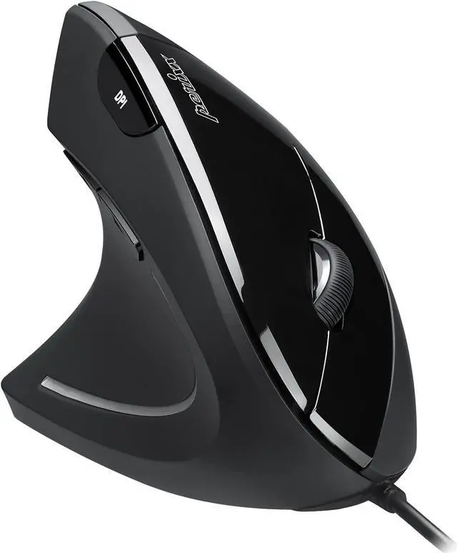 Main image of Perixx Perimice-513L Wired Vertical Ergonomic Mouse with 2 DPI, 6 Button Optical Ergo Mouse with 2 Level DPI Switch 1000 1600, Left Handed, Black
