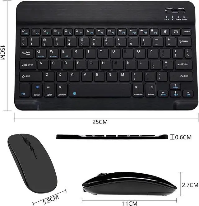 Alt view image 6 of 7 - Ultra-Slim Bluetooth Keyboard and Mouse Combo Rechargeable Portable Wireless Keyboard Mouse Set for Apple iPad iPhone iOS 13 and Above Samsung Tablet Phone Smartphone Android Windows (Black)