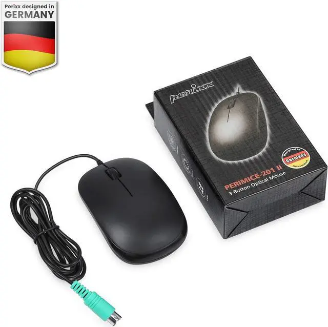 Alt view image 6 of 7 - Perixx Perimice-201 Wired PS2 Optical 3 Button Mouse with 800 DPI and Illuminated Wheel, Black