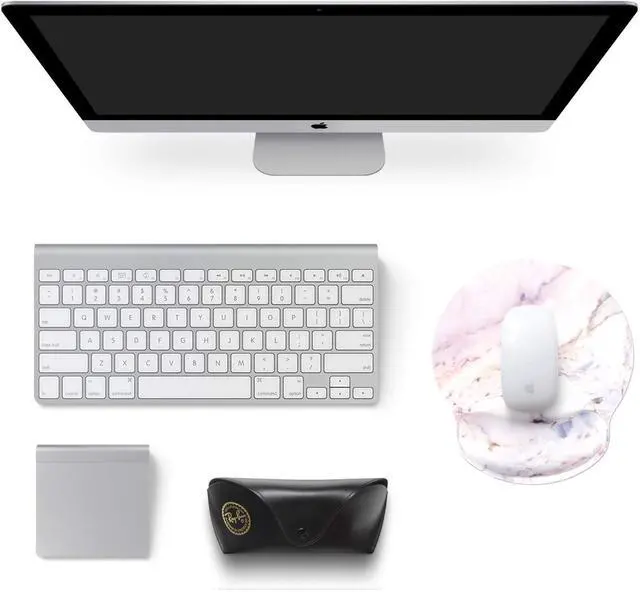 Alt view image 2 of 7 - Ergonomic Mouse Pad with Gel Wrist Rest Support, iLeadon Non-Slip Rubber Base Wrist Rest Pad for Home, Office Easy Typing & Pain Relief, Colorful Marble