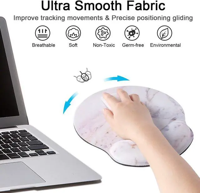 Alt view image 4 of 7 - Ergonomic Mouse Pad with Gel Wrist Rest Support, iLeadon Non-Slip Rubber Base Wrist Rest Pad for Home, Office Easy Typing & Pain Relief, Colorful Marble