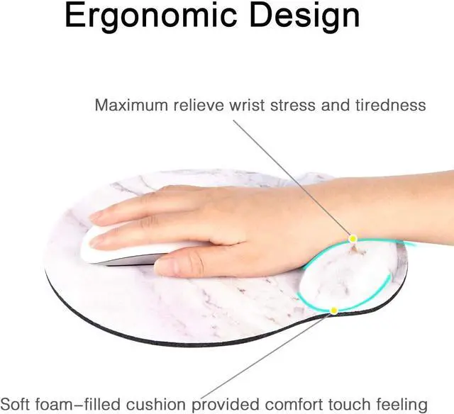 Alt view image 5 of 7 - Ergonomic Mouse Pad with Gel Wrist Rest Support, iLeadon Non-Slip Rubber Base Wrist Rest Pad for Home, Office Easy Typing & Pain Relief, Colorful Marble