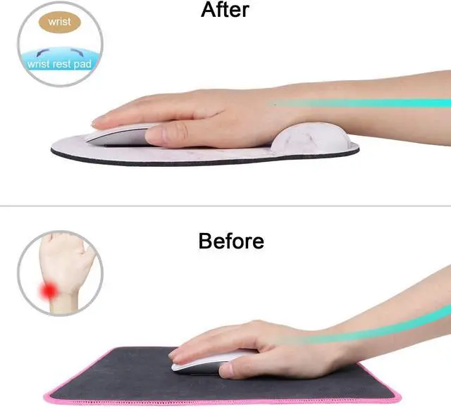 Alt view image 6 of 7 - Ergonomic Mouse Pad with Gel Wrist Rest Support, iLeadon Non-Slip Rubber Base Wrist Rest Pad for Home, Office Easy Typing & Pain Relief, Colorful Marble