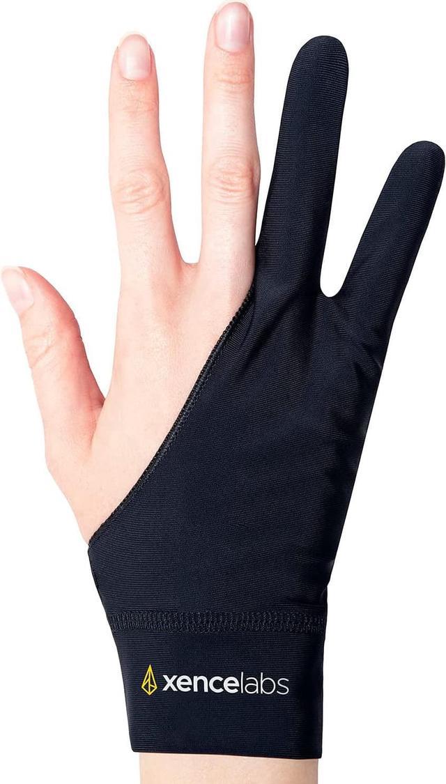 XENCELABS, Artist Glove, Drawing Glove Left Right Hand for Drawing Tablet, 2 Finger Glove for Drawing Black Size L