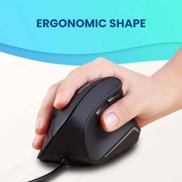 Alt view image 6 of 7 - Perixx PERIMICE-515II Wired Ergonomic Vertical Mouse - 1000/1600 DPI - Right Handed Natural Ergonomic Vertical Design