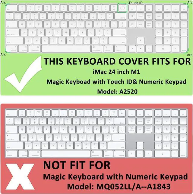 Alt view image 2 of 7 - Ultra Thin Silicone Keyboard Cover Skin for Apple Magic Keyboard with Touch ID and Numeric Keypad Model-A2520 (for 2022 Mac Studio & 2021 iMac 24 inch M1 Chip) U.S Enter Protector (Black)