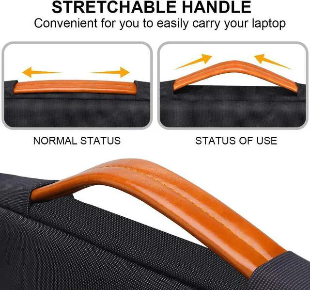 Alt view image 5 of 7 - Lacdo 15.6 Inch Laptop Sleeve Bag Case for 15.6" MSI GF65, HP 15-dy1731ms/Envy, Asus FX505/Vivobook 15, Acer Aspire 5 3 7/Chromebook 315, Lenovo Thinkpad, Dell Inspiron 15 Computer Notebook Bag, Black