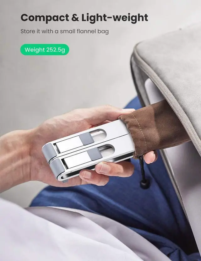 Alt view image 2 of 6 - UGREEN Laptop Stand Holder Riser Aluminum Adjustable Compatible for MacBook Pro Air, Dell XPS 15 13, Google Chromebook Pixel, Huawei MateBook, Yoga 900, up to 15.6 Inch Laptop