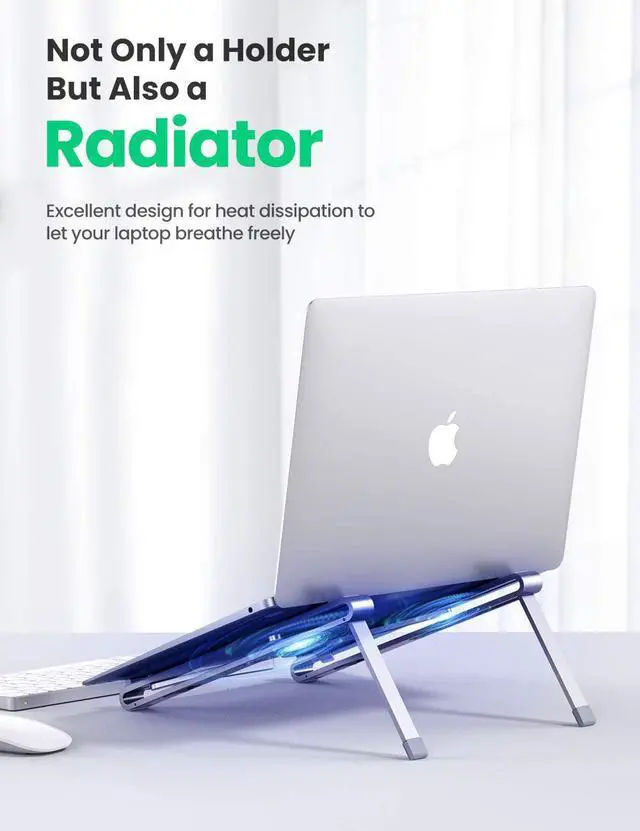 Alt view image 3 of 6 - UGREEN Laptop Stand Holder Riser Aluminum Adjustable Compatible for MacBook Pro Air, Dell XPS 15 13, Google Chromebook Pixel, Huawei MateBook, Yoga 900, up to 15.6 Inch Laptop