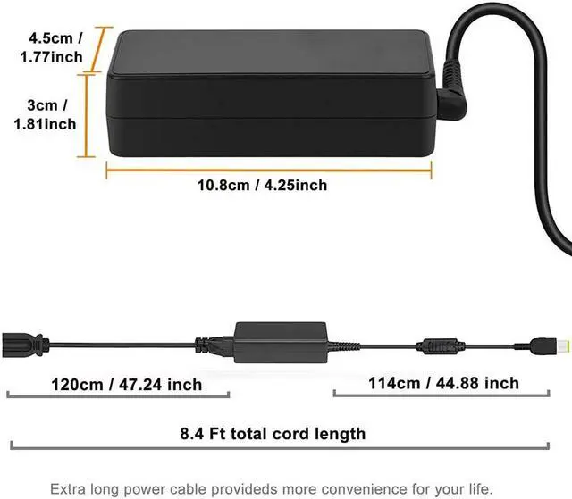 Alt view image 6 of 7 - 65W 45W Laptop Charger 45 Watt AC Power Adapter for Lenovo ThinkPad E440 E450 E550 E560 T430 T440 T440S T440P T450 T460 T460S T540P T560 T470 G50 E540 Yoga S1 2 11 11s Slim Tip Power Supply by Kepmem