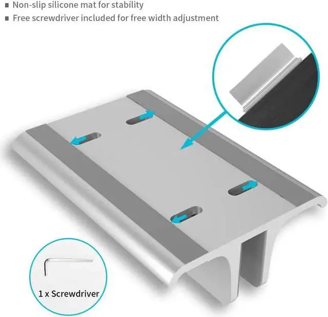 Alt view image 6 of 7 - VAYDEER Vertical Laptop Stand Holder Adjustable Desktop Notebook Dock Space-Saving Three-in-one for All MacBook Pro Air, Mac,HP, Dell, Microsoft Surface,Lenovo, up to 17.3 inch Silver