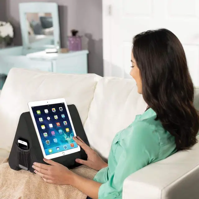 Alt view image 4 of 6 - Pillow Pad Ultra Multi-Angle Soft Tablet Stand Gray - Comfortable Angled Viewing for iPad Tablets Kindle Smartphones Books Magazines and More
