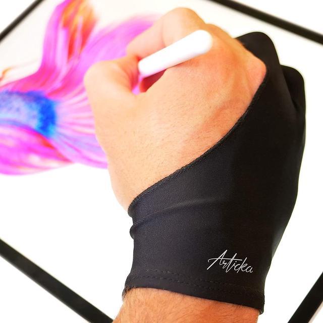 Articka Drawing Glove for Digital Drawing Tablet, iPad (Smudge Guard,  Two-Finger, Reduces Friction, Elastic Lycra, Good for Right and Left  Hand)(Large, Black) 