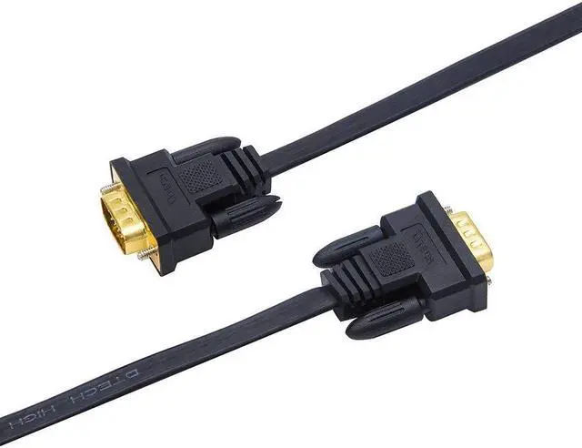 Alt view image 3 of 7 - DTech 10m Ultra Thin Flat Computer Monitor VGA Cable Long 32 Feet Male to Male 15 Pin Connector Standard SVGA Wire Black