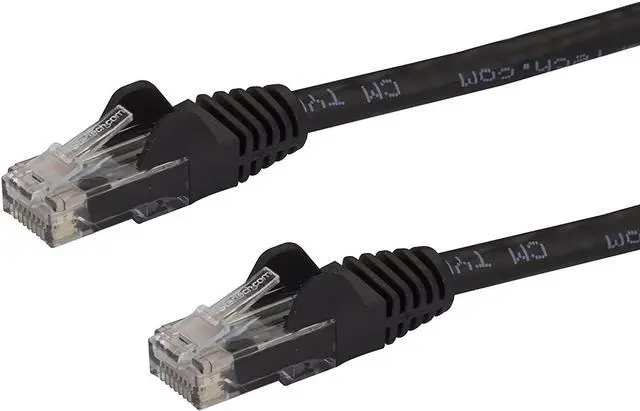 Main image of StarTech.com 25ft CAT6 Ethernet Cable - Black CAT 6 Gigabit Ethernet Wire -650MHz 100W PoE RJ45 UTP Category 6 Network/Patch Cord Snagless w/Strain Relief Fluke Tested UL/TIA Certified (N6PATCH25BK)