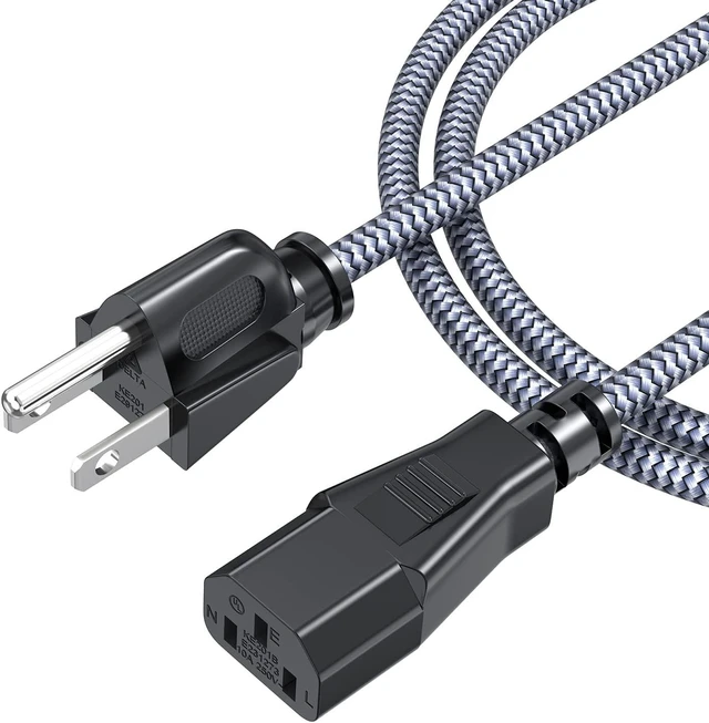 Alt view image 5 of 7 - Power Cord 10A 18AWG AC Power Cable 10FT(3m) Nylon Braided 3 Prong Power Cord Replacement Power Cable UL Certified for Computer TV Monitor Printer PC Projector Power Supply