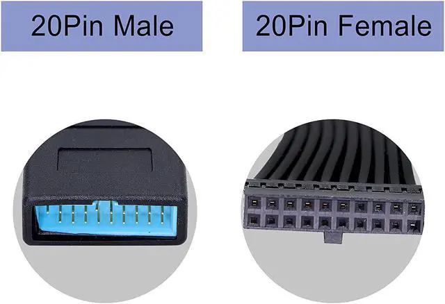 Alt view image 2 of 6 - GINTOOYUN USB 3.0 Header Extension Cable,USB 3.0 19/20 Pin Male to Female Internal Extension Adapter(5.9 inch)