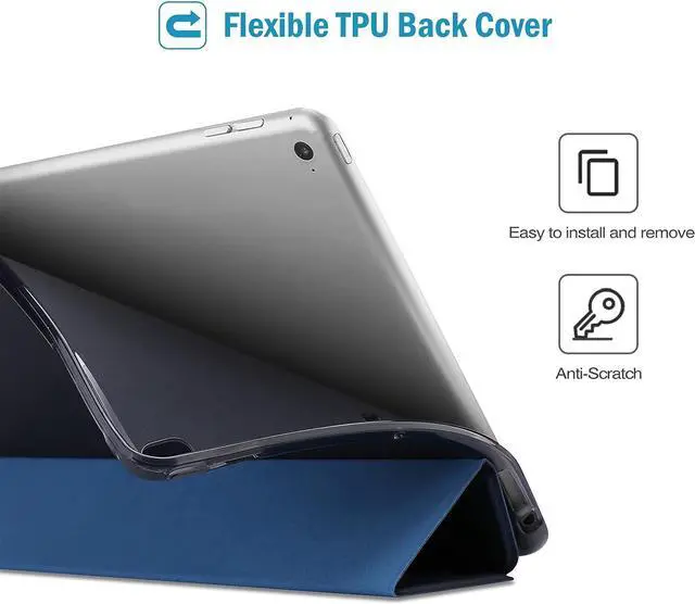 Alt view image 3 of 7 - Smart Case for iPad 9.7 Inch iPad 6th 5th Generation Cases iPad Air 2 iPad Air Case Slim Soft TPU Cover Smart Case for iPad 9.7 2018 2017 Model iPad Air 2 Air 1 -Navy