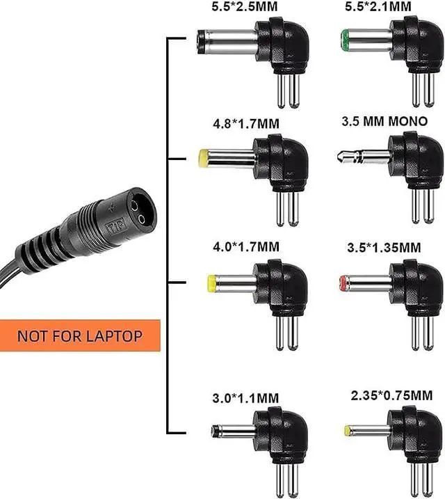 Alt view image 6 of 7 - Multi-Voltage AC DC Power Adapter 12W 3V 4.5V 5V 6V 7.5V 9V 12V 1000mA 1A Universal Switching Power Supply AC/DC Charger with 8 Plugs for Speaker Router Baby Monitor CCTV Camera