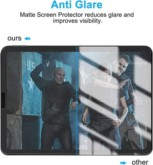 Alt view image 2 of 6 - [2 Pack Matte Glass Screen Protector Compatible with iPad Pro 11 2022/iPad Air 5 2022/iPad Air 4th Generation 10.9" [Install Frame] Bubble Free/Anti Glare/Fingerprint Free/Face ID Compatible