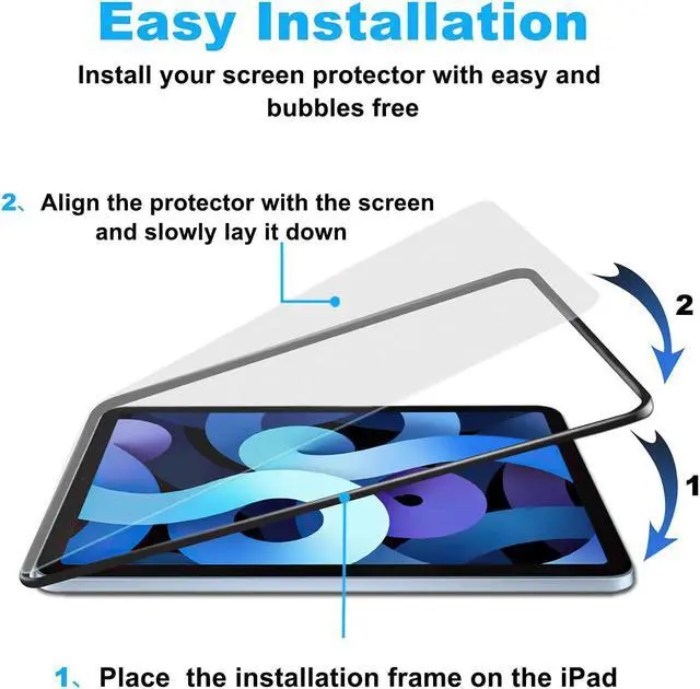 Alt view image 3 of 6 - [2 Pack Matte Glass Screen Protector Compatible with iPad Pro 11 2022/iPad Air 5 2022/iPad Air 4th Generation 10.9" [Install Frame] Bubble Free/Anti Glare/Fingerprint Free/Face ID Compatible