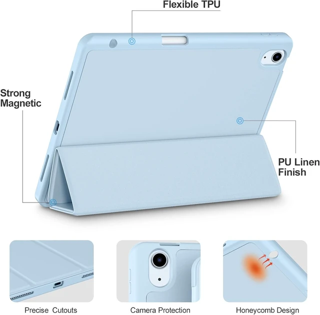 Alt view image 3 of 7 - for iPad Air 11 Inch Case M4/M3/M2 Air 5th/4th Gen 10.9 Sky Blue