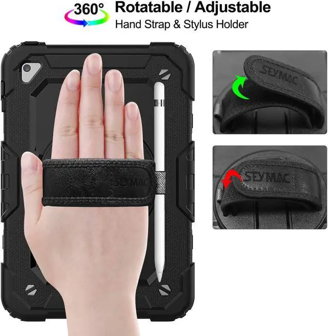 Alt view image 2 of 7 - Case for iPad Mini 5/4 with Screen Protector Pencil Holder [360 Rotating Hand Strap] & Stand Drop-Proof Case for iPad Mini 5th/4th Generation 7.9 inch (Black)
