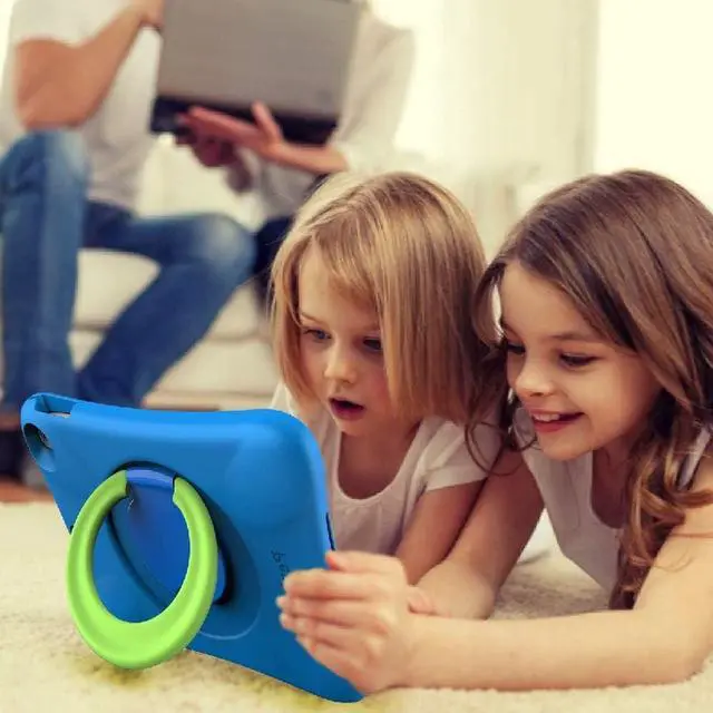 Alt view image 5 of 7 - NLR FUN Pepkoo Kids EVA Case for iPad | Multi-Direction Stable Stand | Compatible with 10.2-Inch iPad 2021/2020/2019 (9th/8th/7th Generation) (Blue+Green)